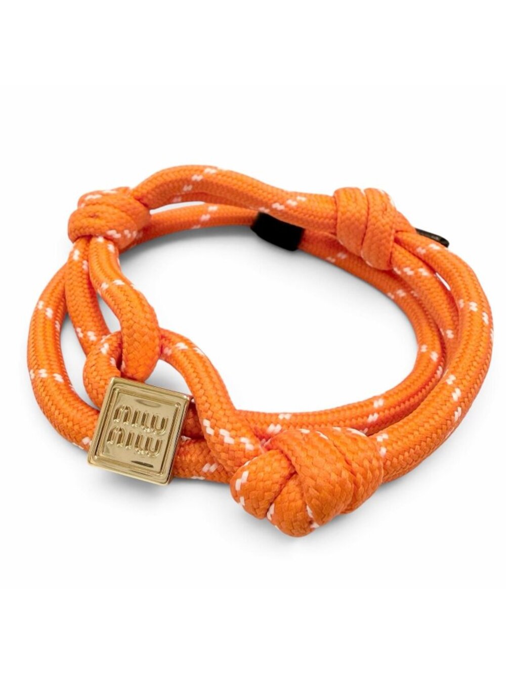 Miu Miu Code Bracelet Logo Charm Knot Orange Gold
